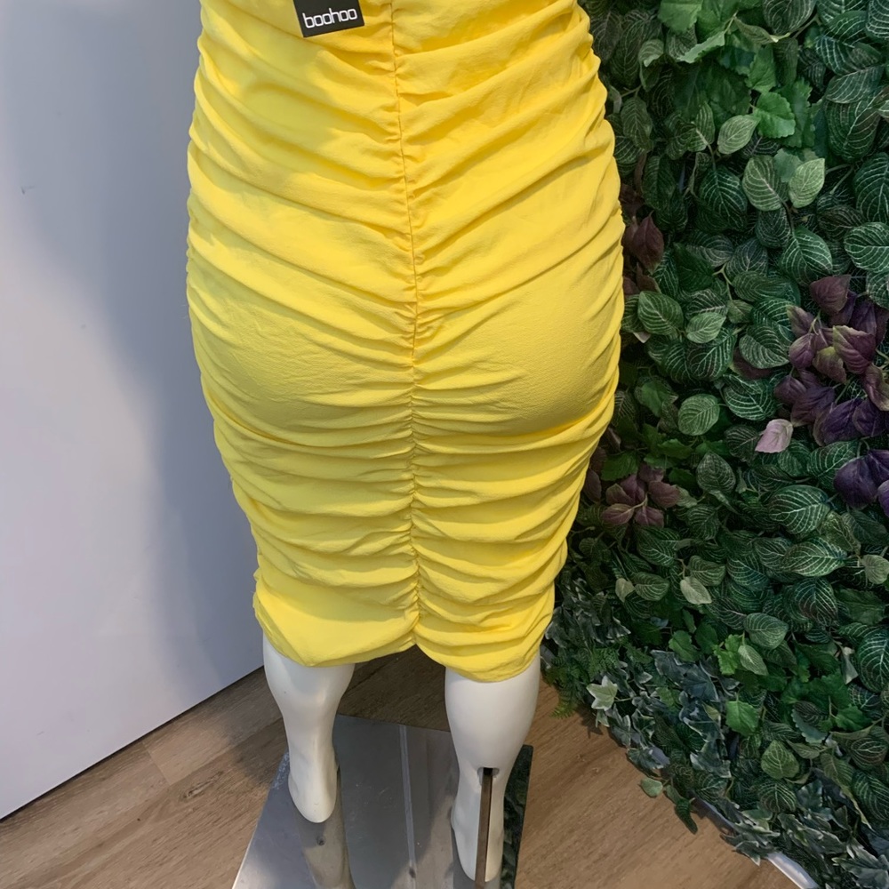 Yellow Ruffled One Shoulder Dress - Picture 3 of 12